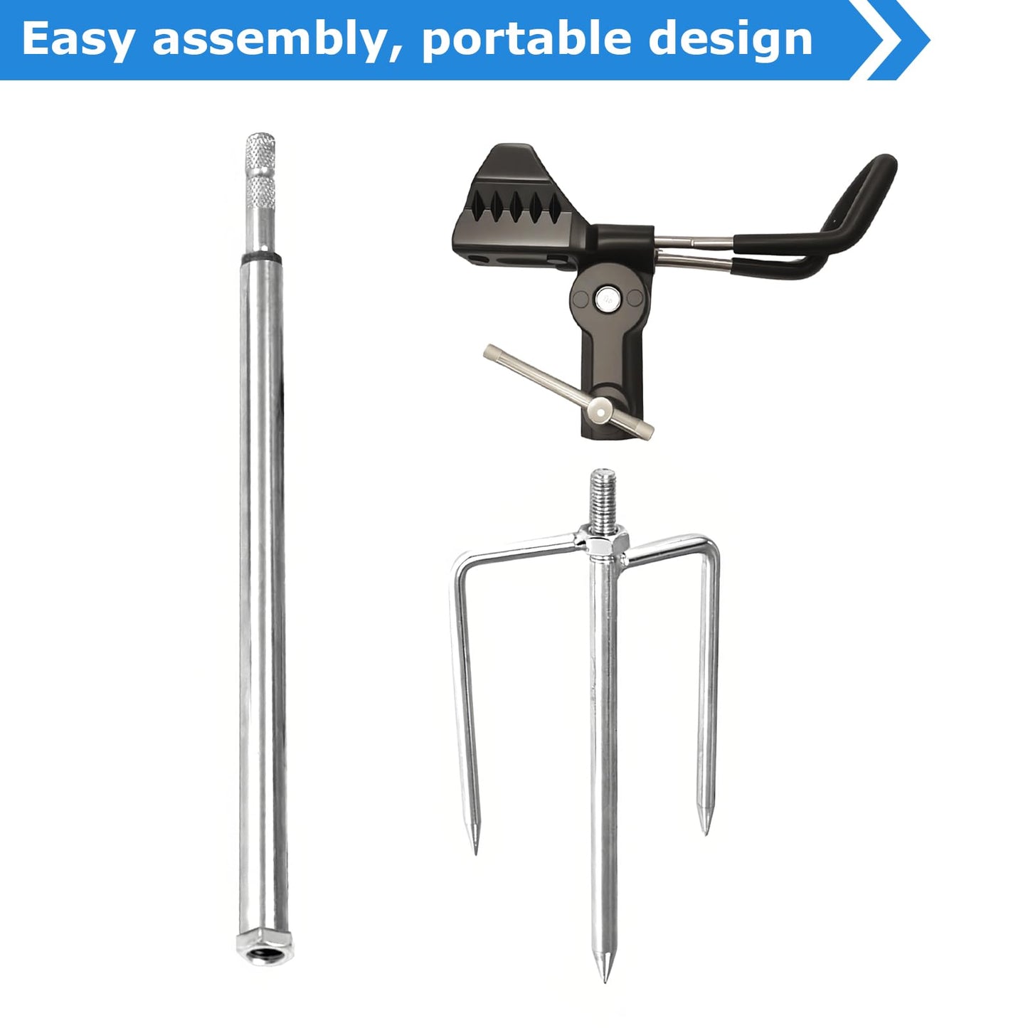 Aijmguo 2Pack Fishing Rod Holder for Ground, 360 Degree Adjustable Bank Fishing Pole Holders, Multifunctional Stainless Steel Beach Fishing Rod Stand Easy Set Up Rustproof(Gift for Men)