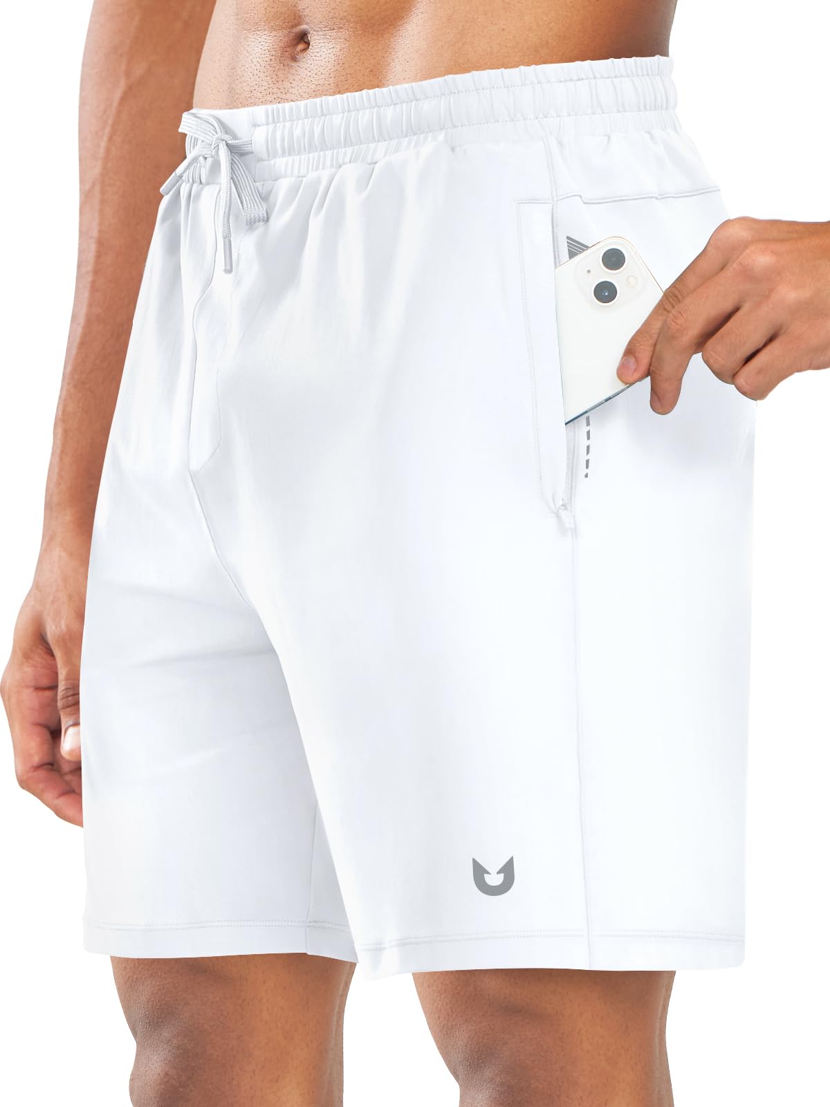 NORTHYARD Men's 7" Gym Shorts Knit Athletic Tennis Shorts for Men with Zipper Pockets for Workout Athletic Training Black L