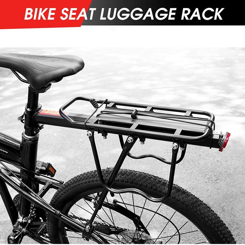 Cargo Rack Frame Mount, Adjustable Quick Release Rear Luggage Rack Touring Carrier Aluminum Alloy Mountain Road Rear Rack with Rear Reflector
