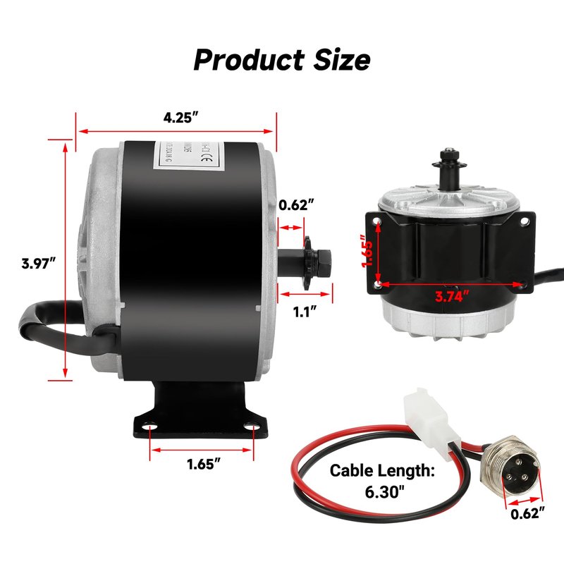XIKOBY 24V Electric Motor Compatible with Razor E300 E300S E325 Electric Scooter MX350 MX400 Dirt Rocket Bike, 2750RPM 350W Brushed Permanent Magnet DC Motor with Charger Port Handlebar Grips Parts