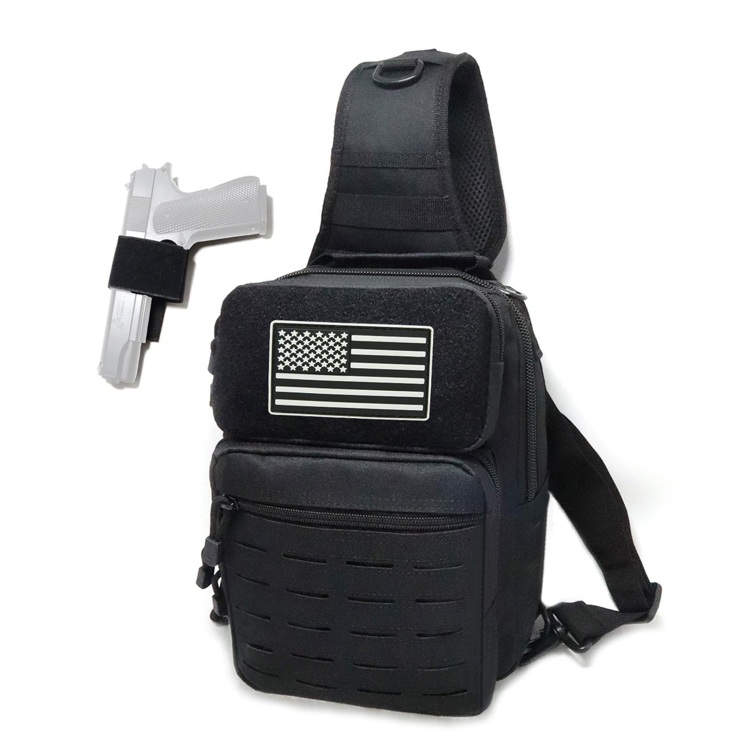GAZJYUSP Tactical Sling Bag Backpack for Men Molle Shoulder Bag Pack Daypack Backpack for Hunting, Hiking, Traveling, Camping (Black New)