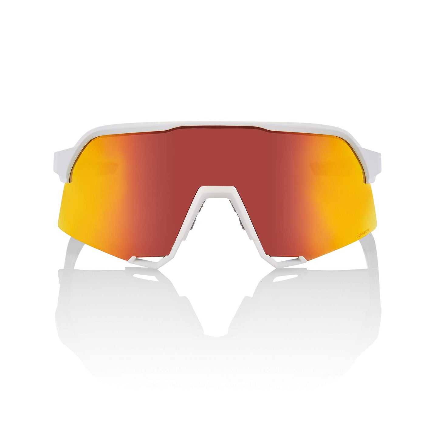 100% S3 Sport Performance Cycling Sunglasses (SOFT TACT WHITE - HiPER Red Multilayer Mirror Lens)