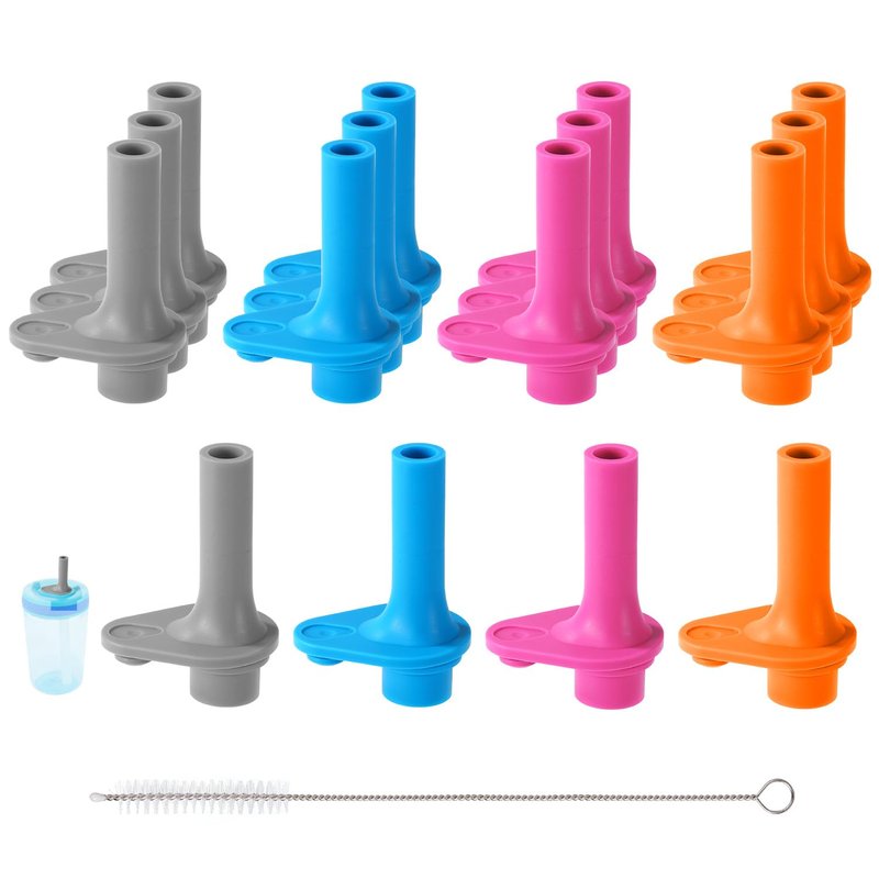 16pcs Replacement Bite Valve for Zak, Silicone BPA-Free Mouthpiece Parts with Cleaning Brush Reusable & Leak-Proof Water Bottle Straw Cup Parts Compatible with Zak Designs Kelso 15oz (4 Colors)