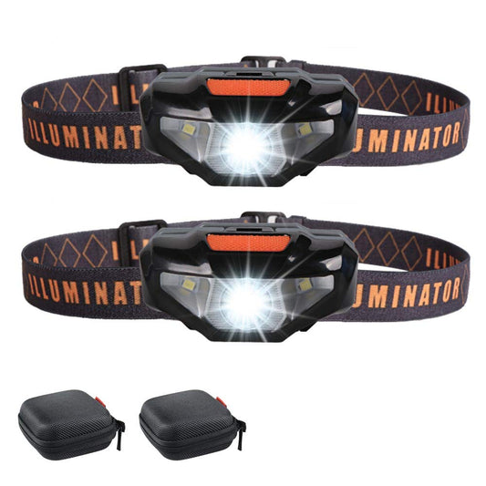 COSOOS 2 LED Headlamps Flashlights with Portable Cases, 1.6oz Mini Bright Running Headlamp, Waterproof Head Lamps, Small Headlights for Adults, Kids, Camping, Hiking, Night Reading (NO AA Battery)