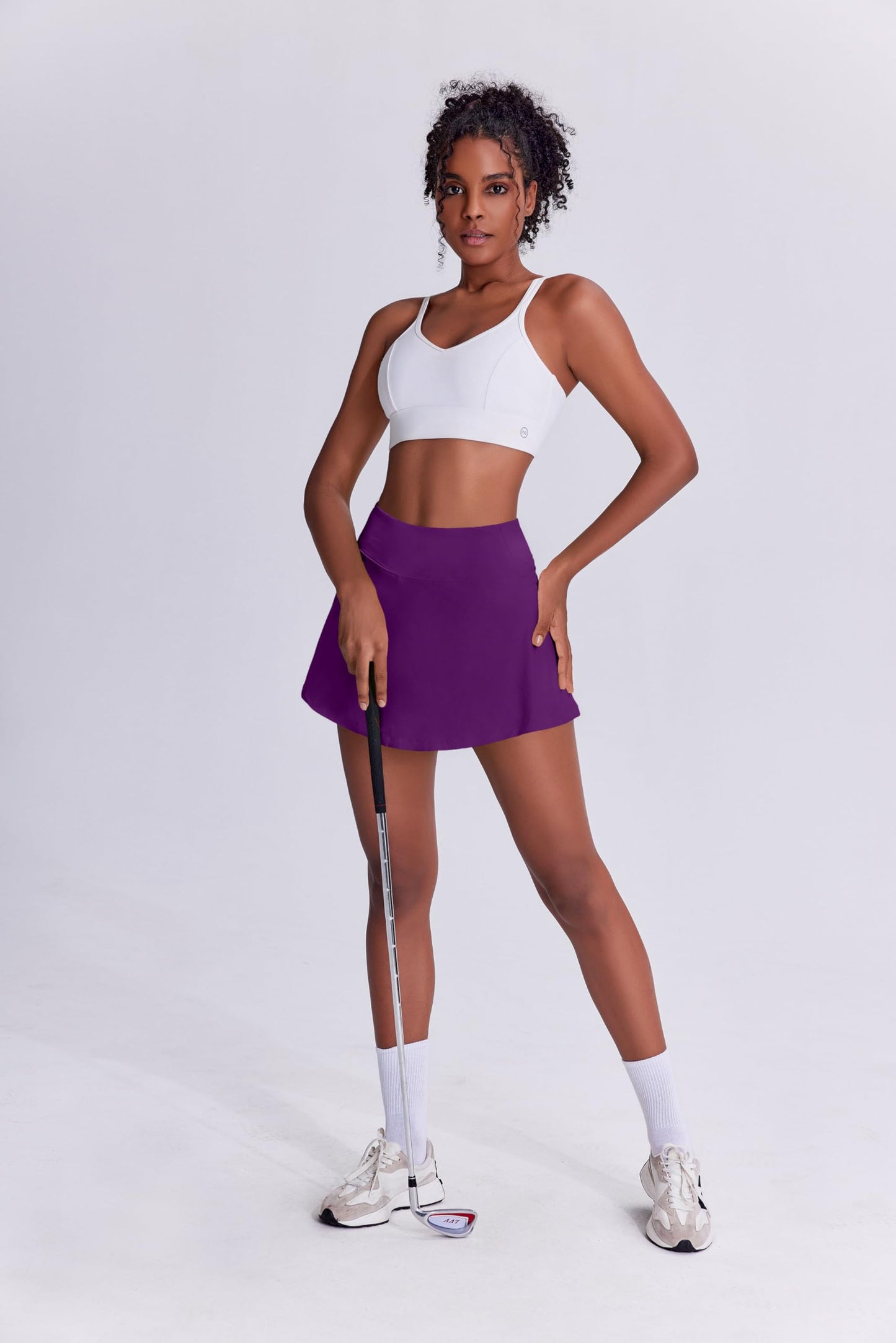 PINSPARK Tennis Skirt for Women Pleated Skirt with Shorts Lightweight Athletic Skort Golf Outfits High Waisted,Purple X-Small