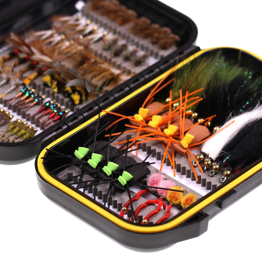 Wifreo 92pcs Fly Fishing Flies Assortment with Waterproof Fly Box