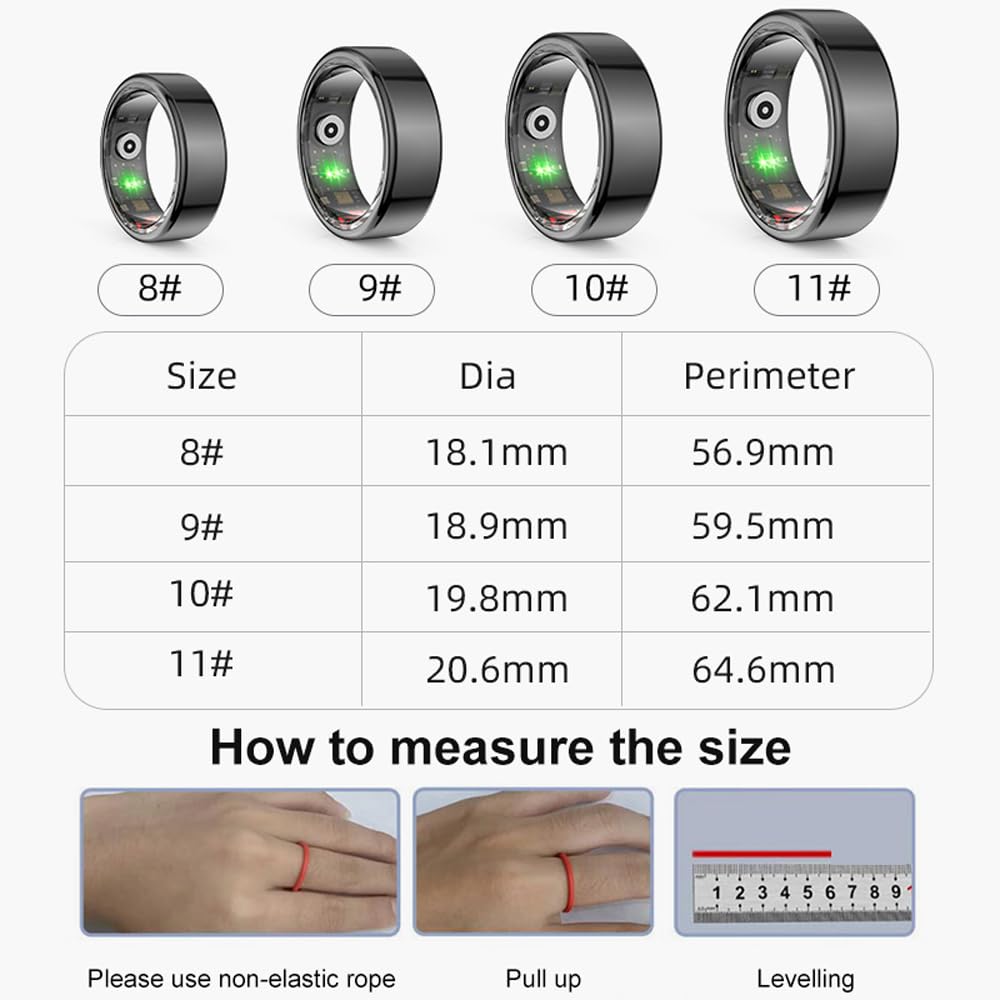 Yeforu Smart Ring Fitness Tracker Health Rings Heart Rate Monitor Sleep Ring Pedometer Calories Step Counter Waterproof Fitness Ring