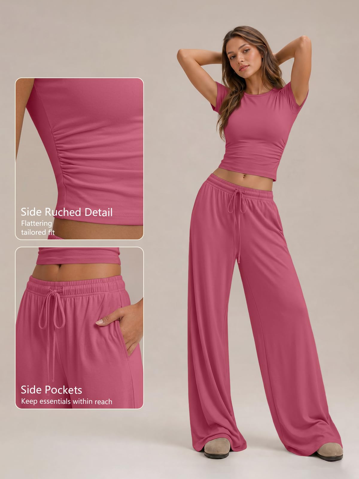 Trendy Queen Womens 2 Two Piece Set 2026 Summer Workout Vacation Gym Clothes Spring Fashion Lounge Matching Airport Travel Outfit Resort Wear Fitness Athleisure Clothing