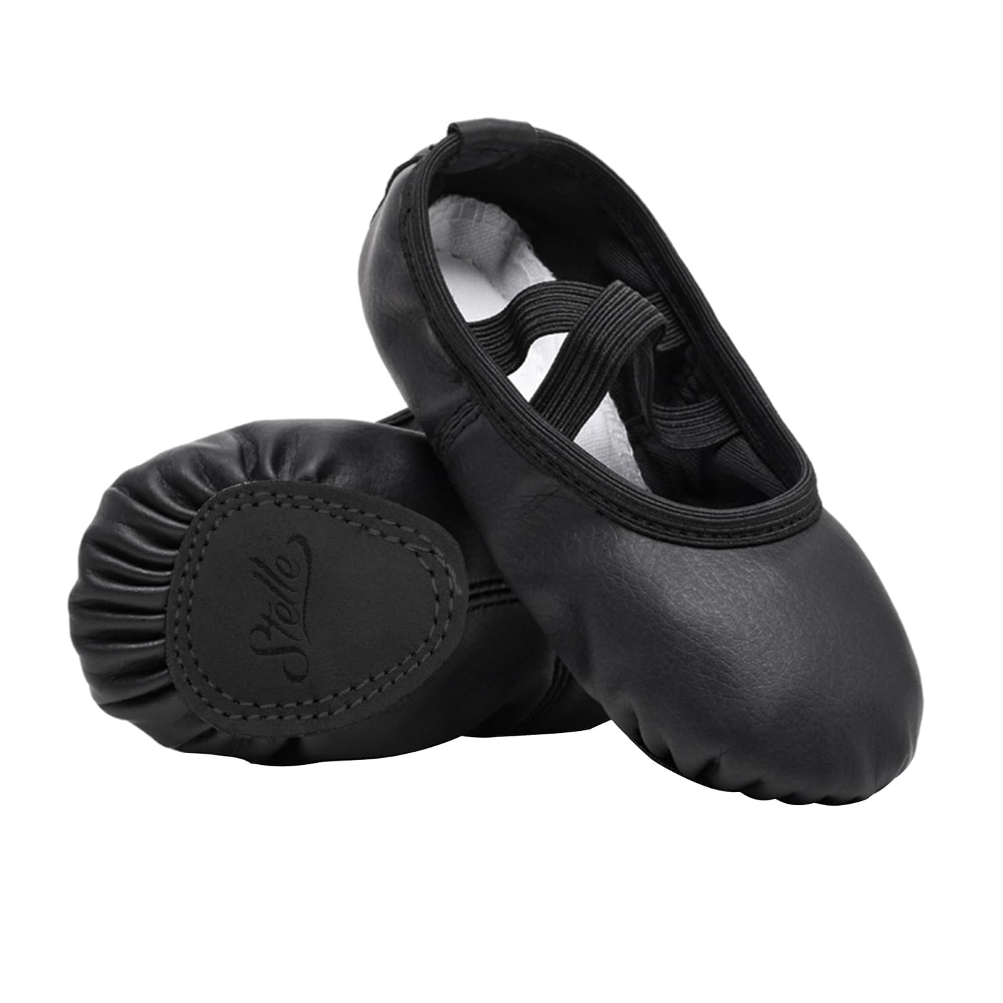 Stelle Ballet Shoes for Girls Toddler Ballet Slippers Soft Leather Boys Dance Shoes for Toddler/Little Kid/Big Kid(Black, 6MT)