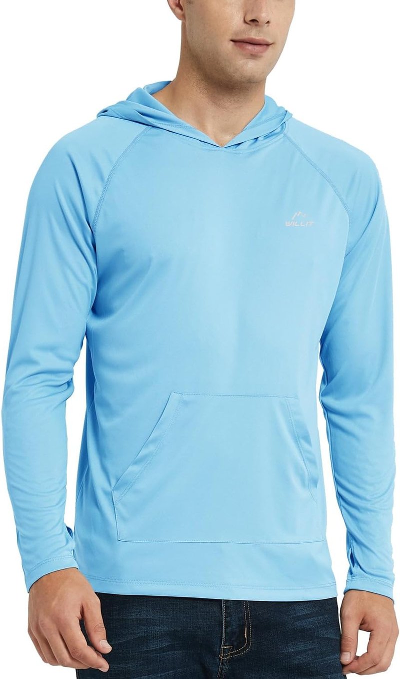Men's UPF 50+ Sun Protection Hoodie - Lightweight Long Sleeve Rash Guard for Fishing | Outdoor UV Shirt with Pocket