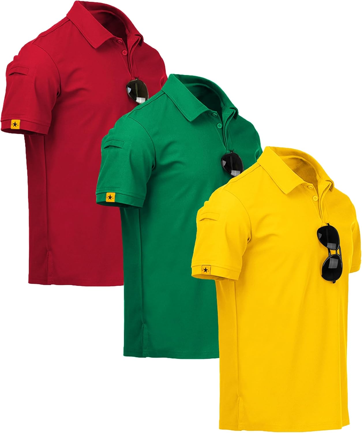 ZITY Men's Polo Shirts - 3 Pack Short Sleeve Performance Golf Tees | Casual Tactical Style