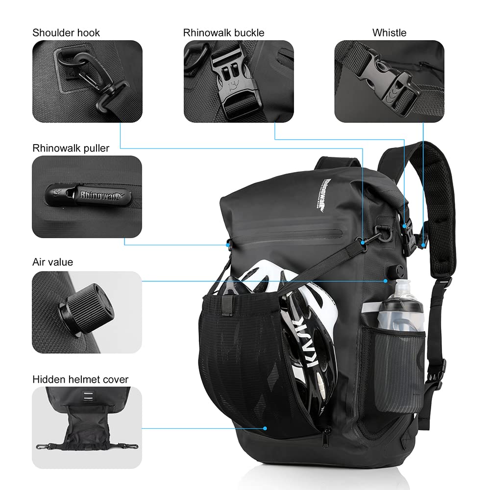 Rhinowalk Bike Pannier Bag 22L Waterproof Bicycle Bag Convertible - 2 in 1 Pannier Backpack Shoulder Bag Laptop Pannier Travel Bag Professional Cycling Accessories-Green