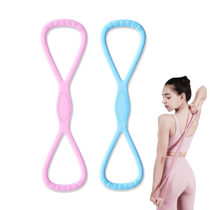 2 PCS Resistance Bands, Figure 8 Resistance Bands with Handles,35 Pounds Elastic Fitness Rope for Yoga Pulling Rope, Open Shoulder Elastic for Working Out, Arm, Chest Expander Strap