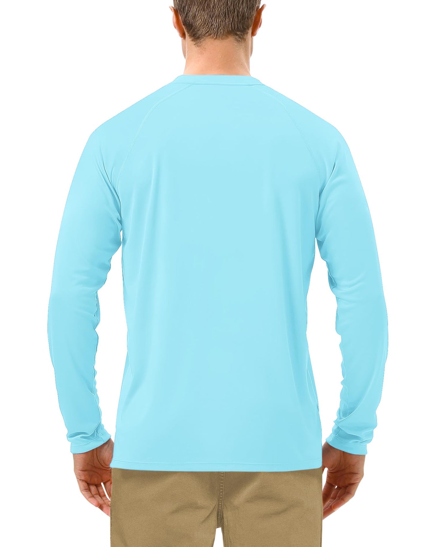 Roadbox Mens UPF 50+ Long Sleeve SPF Diving Rash Guard UV Sun Protection Shirts for Outdoor Fishing Hiking Swimming Running Light Green