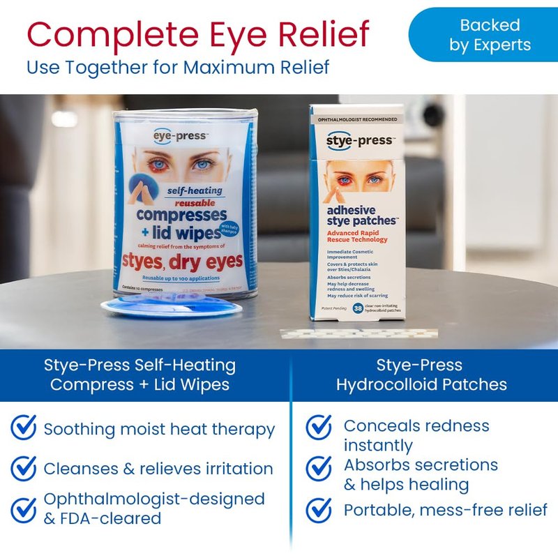 Stye-press: Adhesive Hydrocolloid Patches for Styes & Chalazia: Provide immediate Cosmetic Improvement, Help Absorb Secretions, Reduce Redness, Swelling & Prevent Scarring