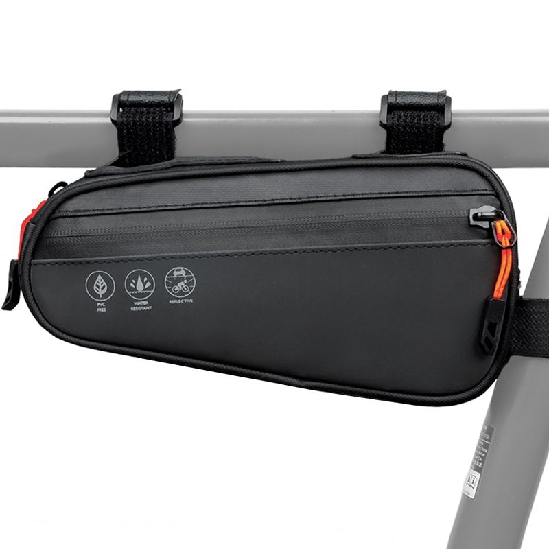 Danuosie Bike Frame Bag, Water Resistant Bicycle Triangle Pouch with 2 Side Pockets, 3-in-1 Under Seat Storage Top Tube Pack for MTB Mountain Road Commuter Bikes, 1.2L