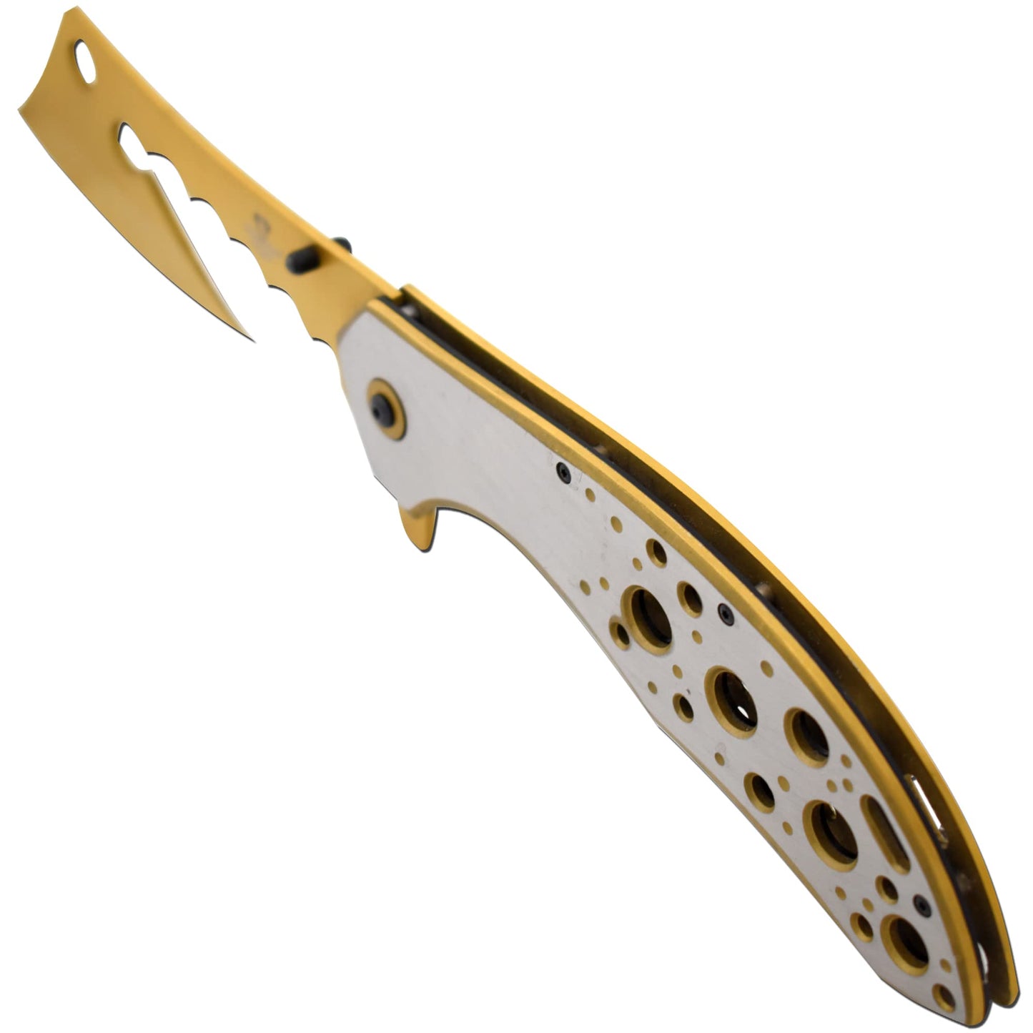 Snake Eye Tactical 12" Jumbo Huge Heavy Duty Ultra Smooth One Hand Opening Folding Pocket Knife Limited Edition Collectors Knife - Ideal for Recreational Work Hiking Camping (Gold)