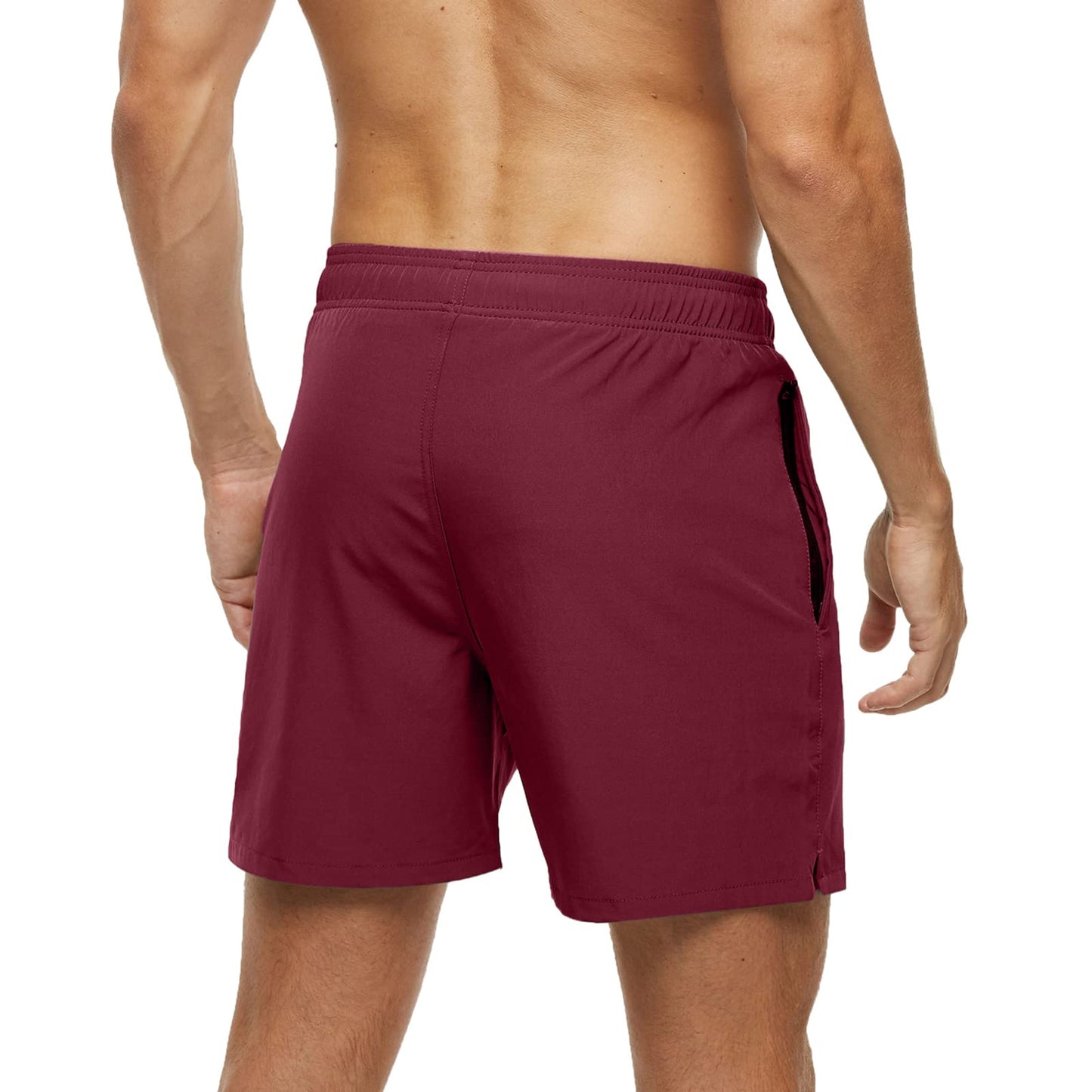 Mens Sweat Shorts Gym Athletic Fitness Workout Running Bike Golf Lounge Clothes Casual Summer Beach 5 inch Swimming Trunks Swim Board(S, Burgundy)