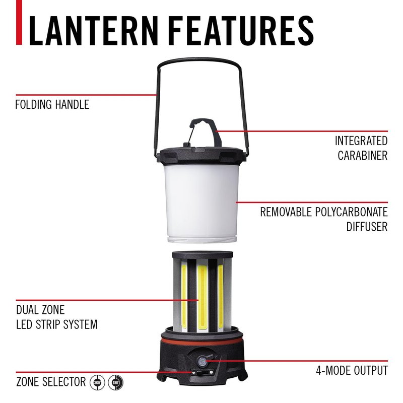 COAST EAL55R Dual Color LED Emergency Light, 3000 Lumen, 10+ Nights of Light, Variable Light Control, Durable for Outdoor & Survival, Black