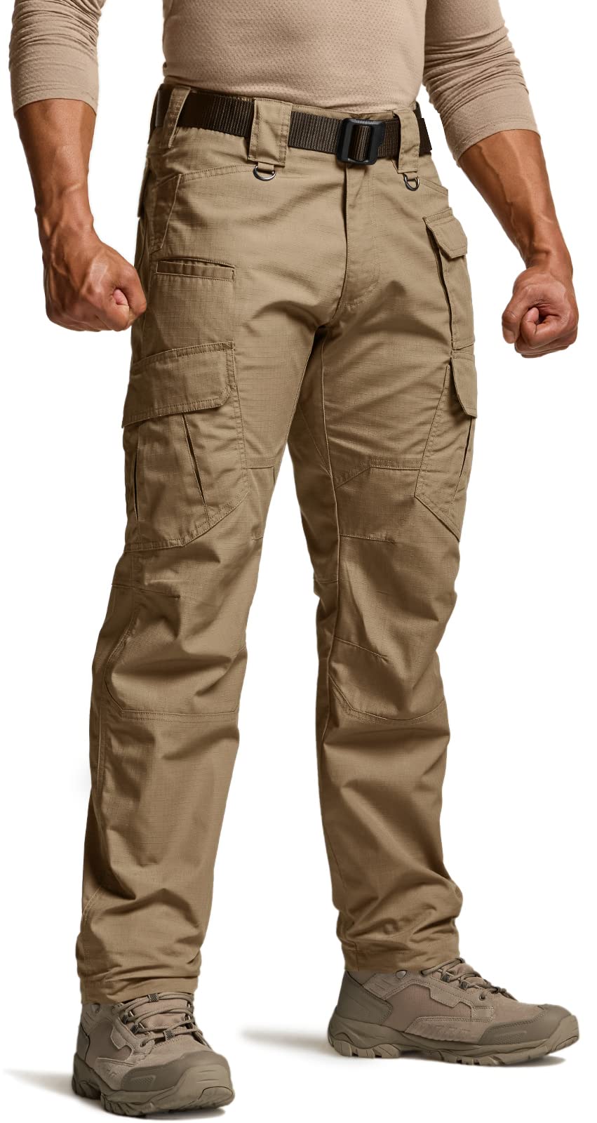 CQR Men's Tactical Pants, Water Resistant Ripstop Cargo Pants, Lightweight EDC Work Hiking Pants, Outdoor Apparel, Raider Mag Cougar, 40W x 30L