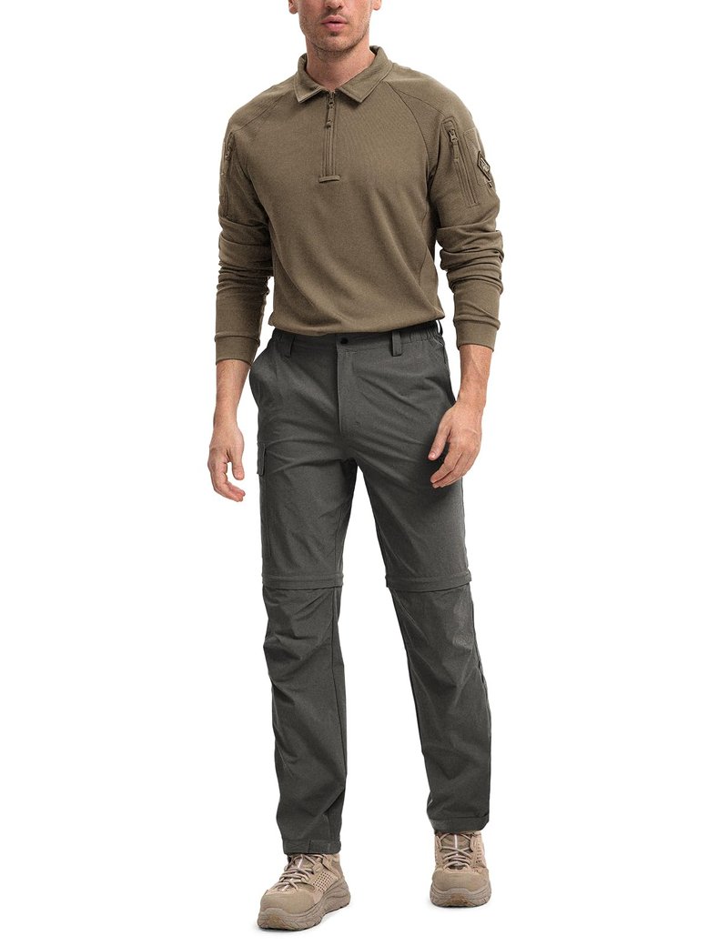 Moosehill Men's-Hiking-Pants Convertible Quick-Dry Water-Resistant Lightweight Zip-Off Outdoor for Hunting, Fishing, Safari with 5 Deep Pockets (Dark Grey, 34W*32L)