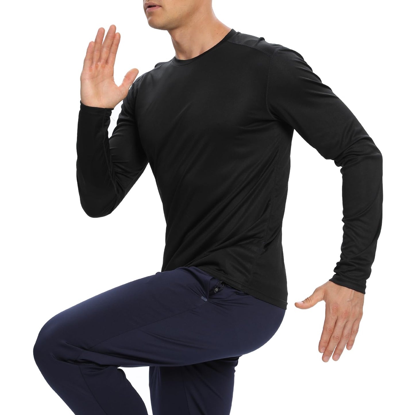 Tee Shirts for Men 6 Pack,Mens Long Sleeve T Shirts Workout Gym Athletic Sun Protection UPF 50+ Performance Running Shirts(L)