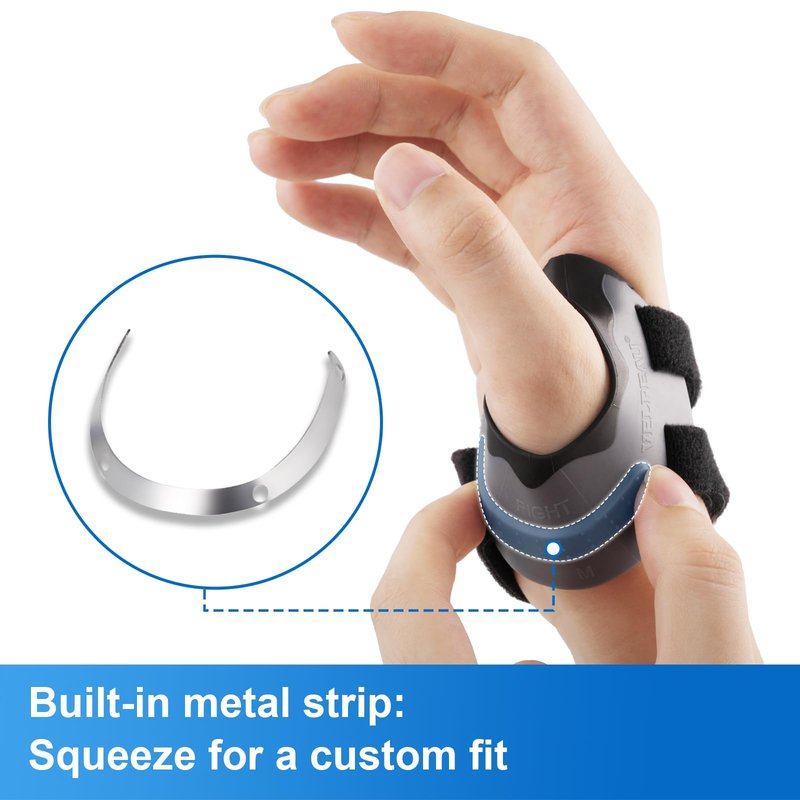 Velpeau CMC Joint Thumb Arthritis Support Brace - Soft & Hard Plastic Compose - with Thumb Compression Sleeve, Stabilizes Thumb CMC Joint Without Limiting Hand Function (Black, Right - Medium)