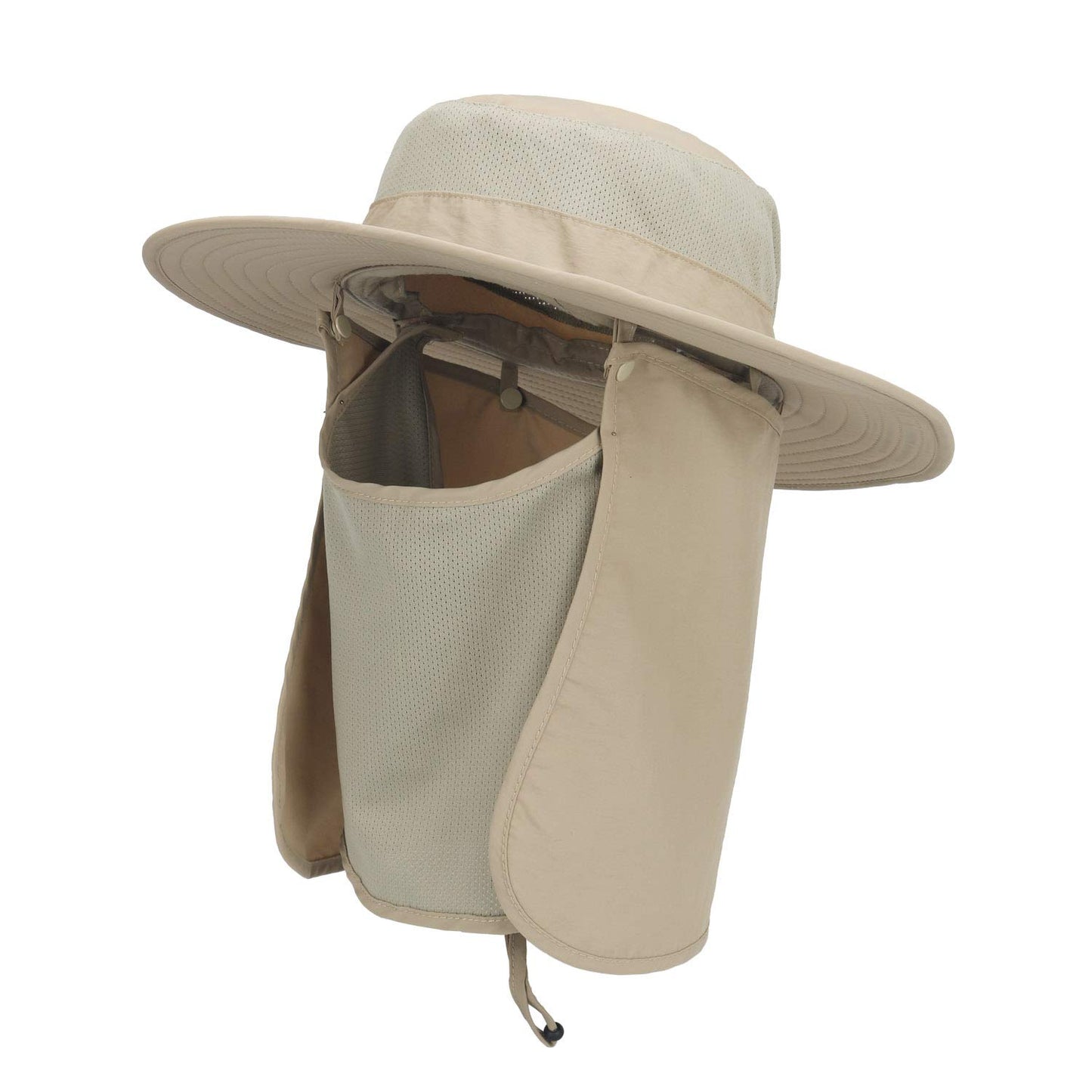 Outdoor Sun Hat UPF 50 Protection Waterproof Fishing hat Face Cover Summer Neck Flap Hat Kakhi