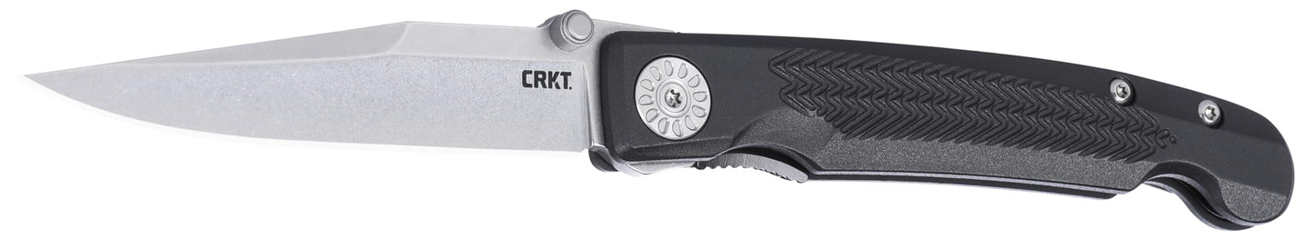 CRKT Fidus Everyday Carry Folding Knife with Liner Lock: 12C27 Plain Edge Blade, Black Glass-Reinforced Nylon Handle, 4220