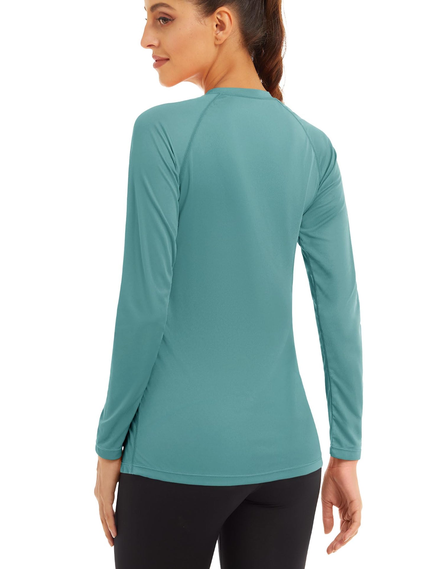 MAGCOMSEN Athletic Shirts Women Long Sleeve Protection Shirts UPF 50+ Summer T Shirts Hiking Shirts Running Shirts for Women Workout Shirts for Women Grey Green
