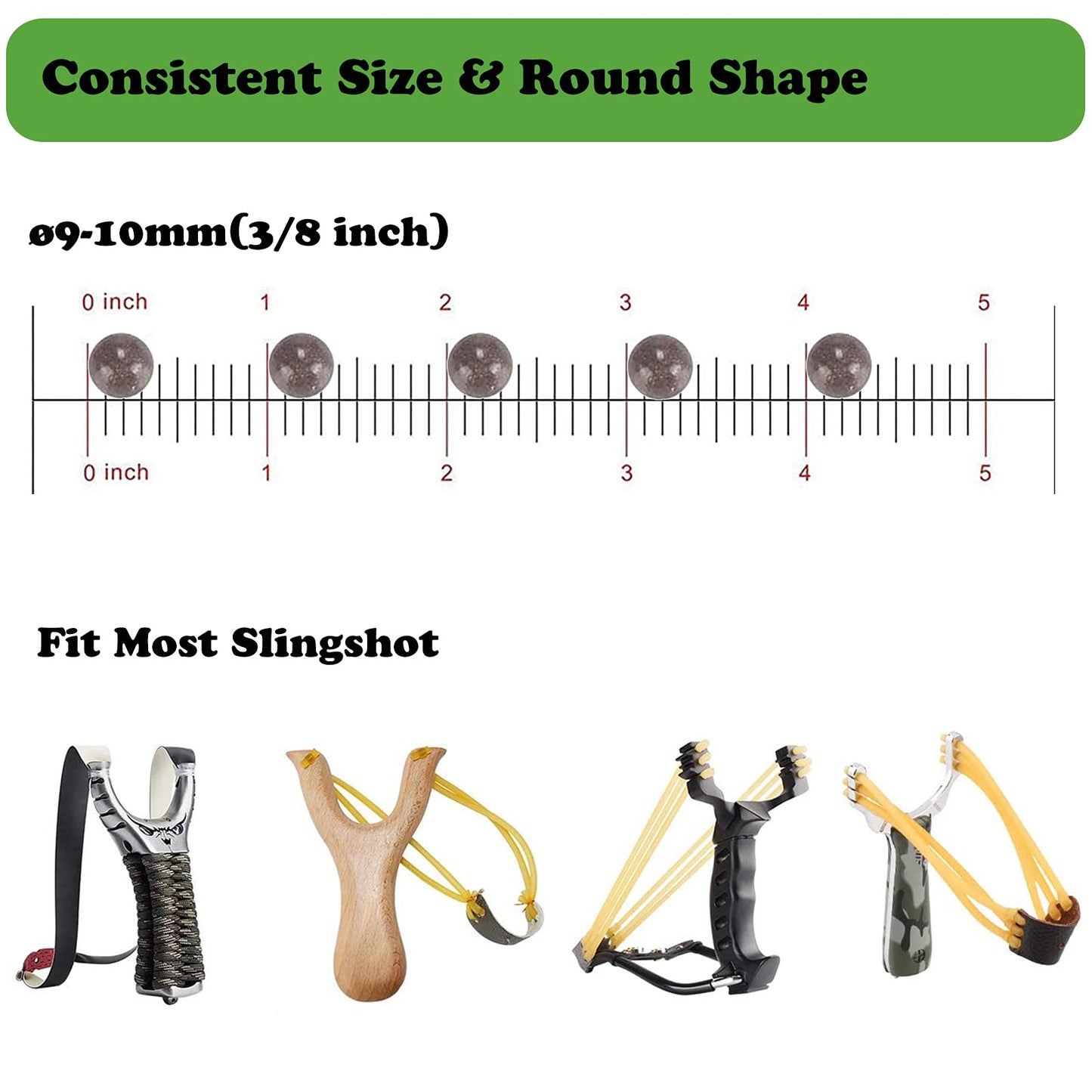 Timbocca Slingshot Ammo 3/8 Inch, 2400pcs Biodegradable Clay Sling Shot Ammo Ball, Come with Ammo Pouch or Wooden Slingshot (Black Ammo & Slingshot)