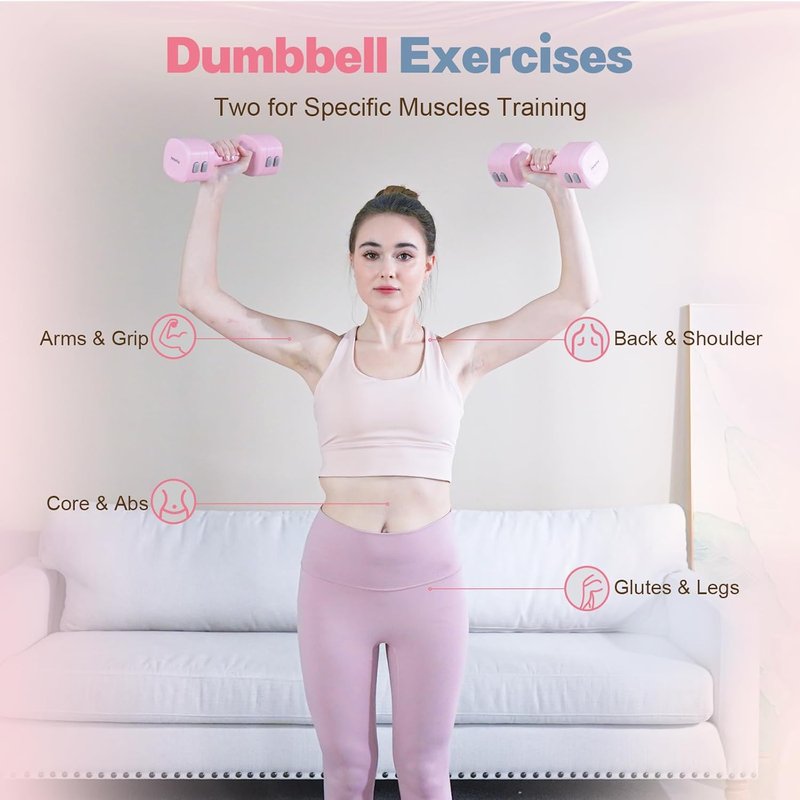 Adjustable Dumbbell Set - 4 in 1 Free Weights for Women | Fast Adjustment, 2lb to 5lb for Home Gym & Outdoor Training