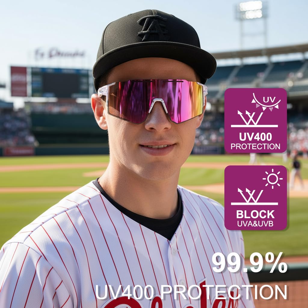 OULAIQI Cycling Sunglasses for Cycling Men Women Baseball Glasses 1 Lens