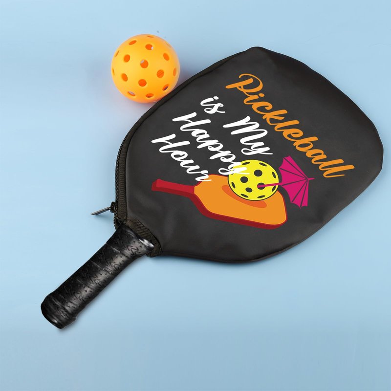 HOLLP 2PC Pickleball Paddle Covers Pickleball is My Happy Hour Pickleball Racket Bag Gift For Pickleball Players (My Happy Hour)