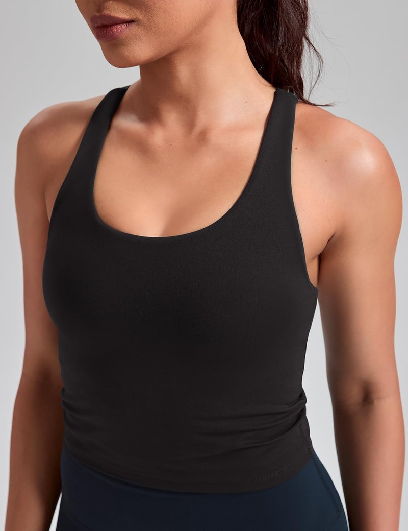 HeyNuts Athletic Zeal Bras for Women, Longline Medium Impact Crop Tank Bras Wirefree Sports Tops with Removable Pads Black M