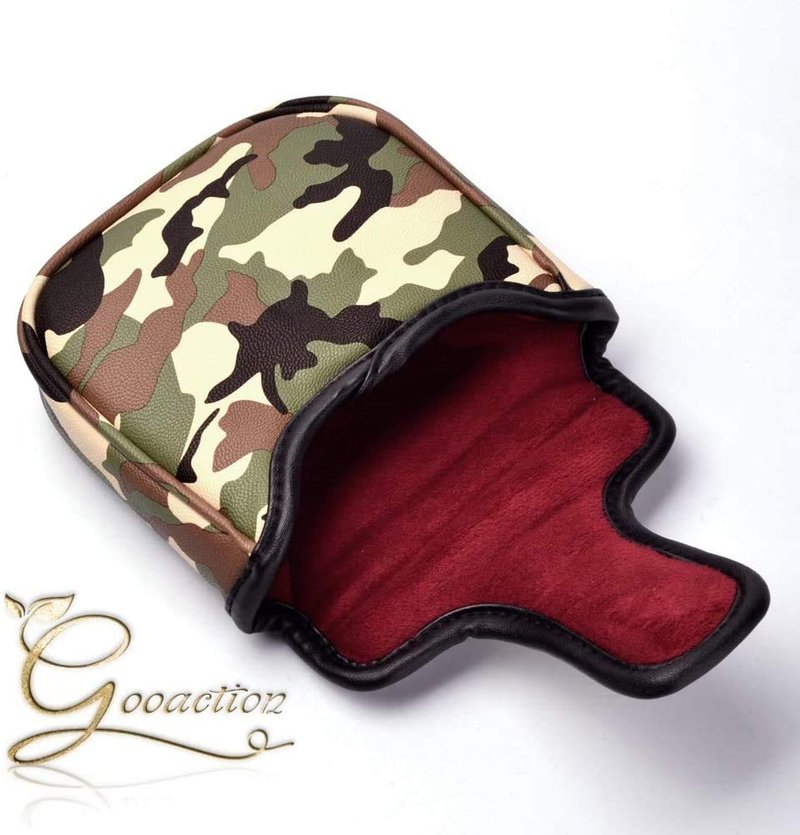 GOOACTION Camo Square Golf Club Heel Shafted Mallet Putter Cover Magnetic Closure Design Camouflage Green Creative Pattern Leather Putters Headcover