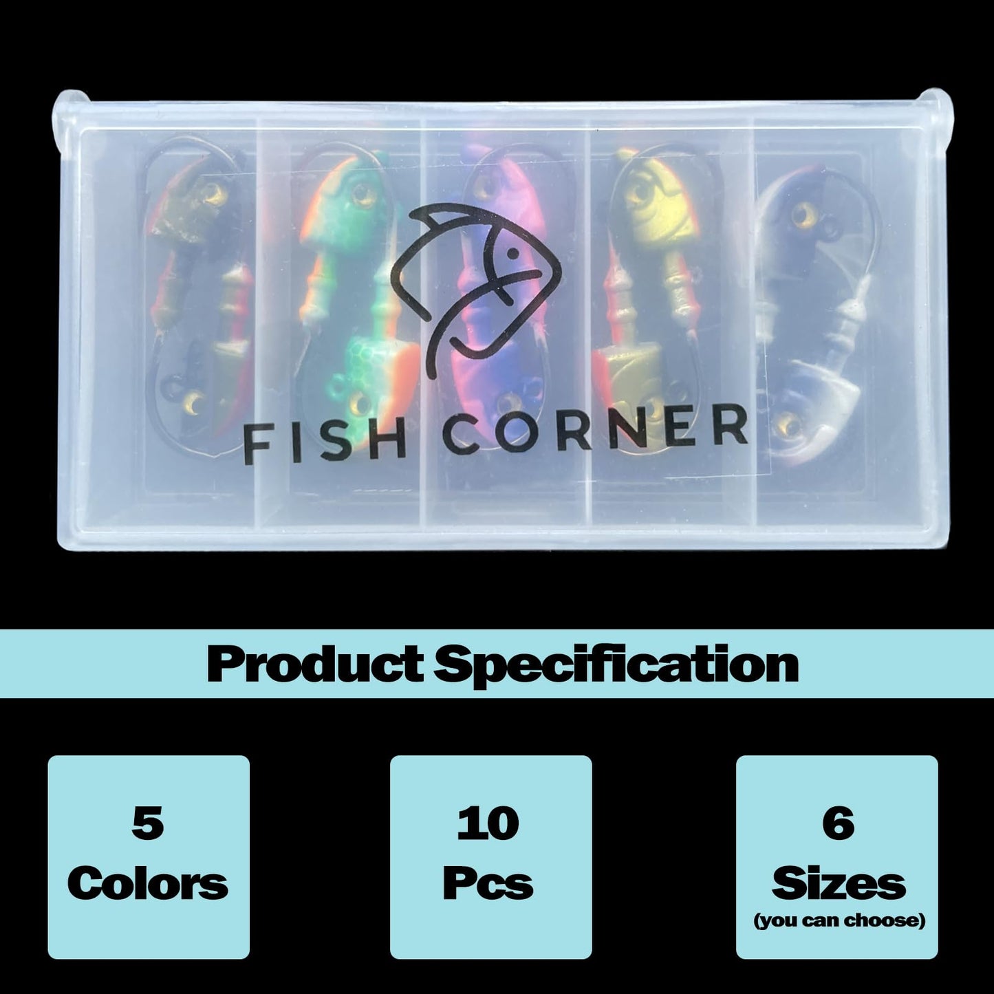 FISHCORNER Swimbait Jig Head Swimbait Jigs with 3D Eyes Minnow Jig Heads for Fishing Saltwater 10 pcs/Set 3/16oz