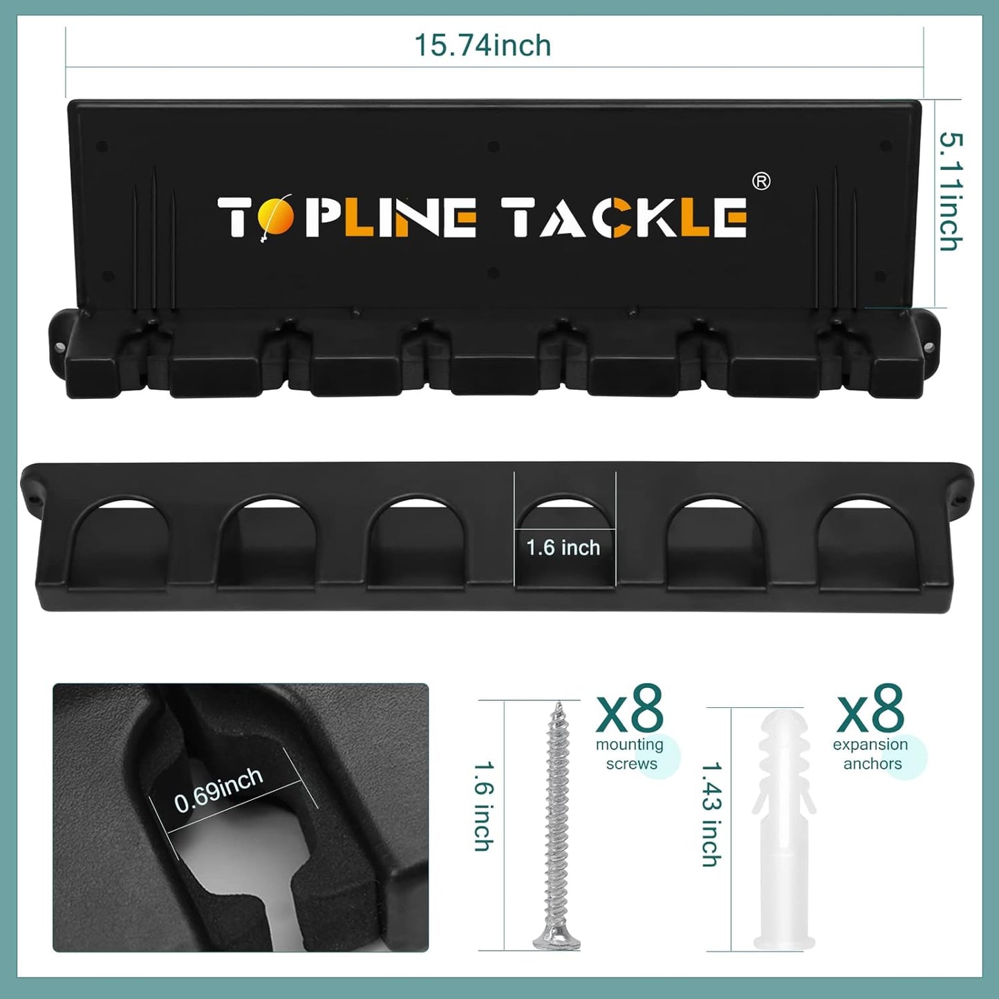 Vertical Fishing Rod Holders - Wall Mounted Rack for 12 Rods | 2 Set Storage Solution