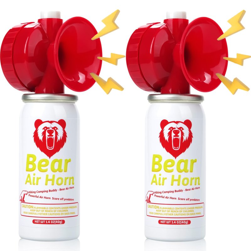 1.4oz Bear Horn for Self Defense, 123dB Loud Mini Air Horn, Audible Up to 1/2 Mile, Safety Air Horn for Hiking,Camping and Outdoor Protection (Red 2pcs)