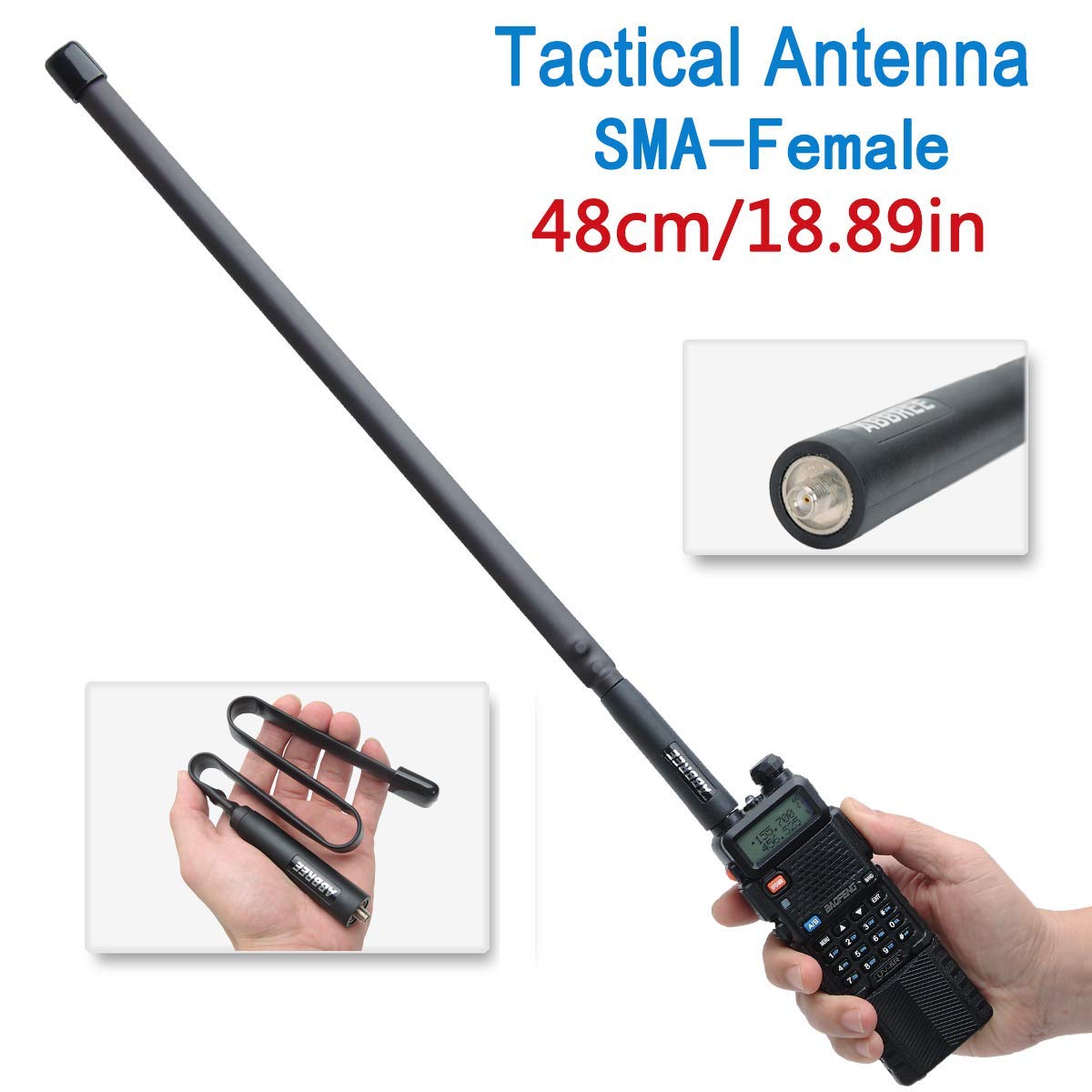 ABBREE SMA-Female Ham Radio Antenna VHF/UHF 18.8-inch 144/430MHz High Gain Foldable CS Tactical Antenna for Baofeng UV-5R BF-F8HP 5RM K5PLUS UV-21R AR-152 Quansheng K6 UVK5(8) Radio Accessories (2)