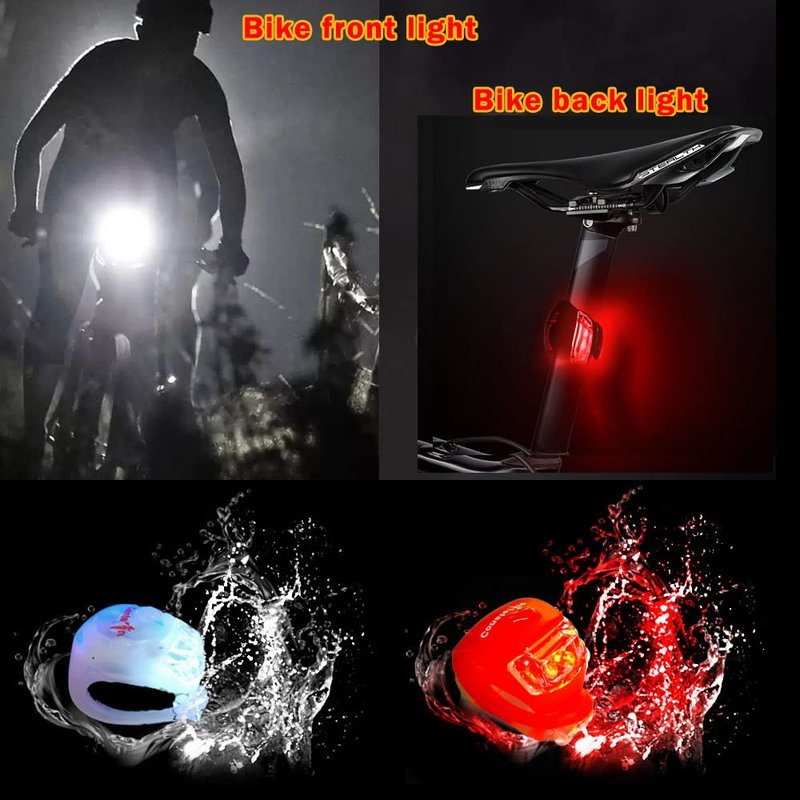 Bike Front and Back Rear Light Silicone Bike Tail Light Rear Bicycle Light Set - Bicycle Rear Light Cycling Night Essential LED Safety Light Lamp Bright Warning Flash MTB Truck Car LED Warning Light