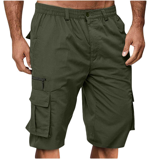 Today Only Clearance Cargo Shorts for Men 2024 Elastic Waist Bermuda Shorts Lightweight Casual Outdoor Hiking Shorts with Multi Pockets Men's Shorts 11 Inch Inseam