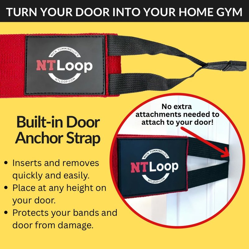 NT Loop Long Fabric Resistance Band with Door Anchor - Full Body Resistance Band for Working Out and Physical Therapy - Medium Strength Exercise Band