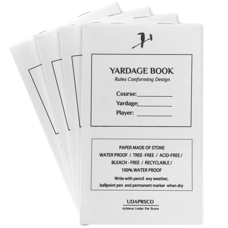 UDPARSCO Blank Golf Yardage Book (4-Pack) Waterproof Stone Paper Notebook for Tournament Strategy & Course Mapping 4" x 6.5" Tear-Resistant Journal for Juniors & Pros Fits Standard Holders