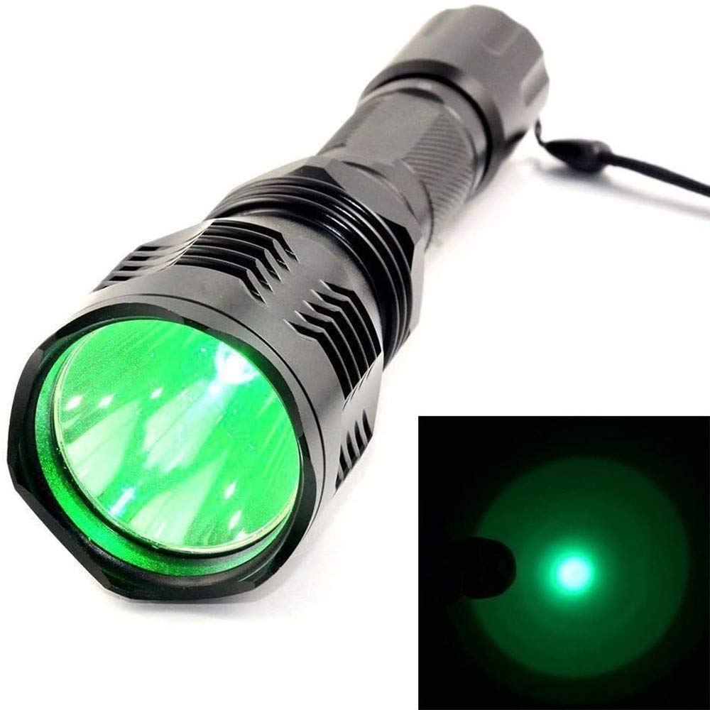 BESTSUN Green Hunting Flashlight 1000 Lumen 350 Yards Long Range Green LED Tactical Flashlight Brightest Waterproof Coyote Hog Predator Light Torch with Rechargeable Battery Charger