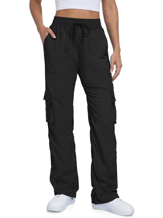 Tapata Petite Women's 28" Inseam Lightweight Cargo Dance Studio Pants Ruched Workout Athletic Casual Sweatpants, Black, M