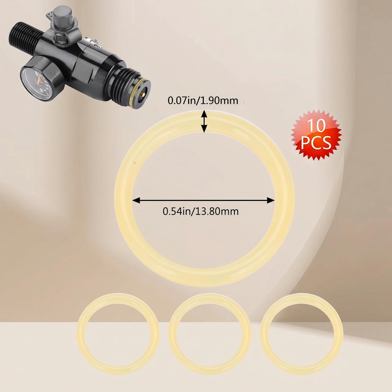 Polyurethane O-Rings, 10pcs 13.8, 1.9mm High Strength Polyurethane O-Rings for Paintball Gun CO2 Air Tank (Beige)