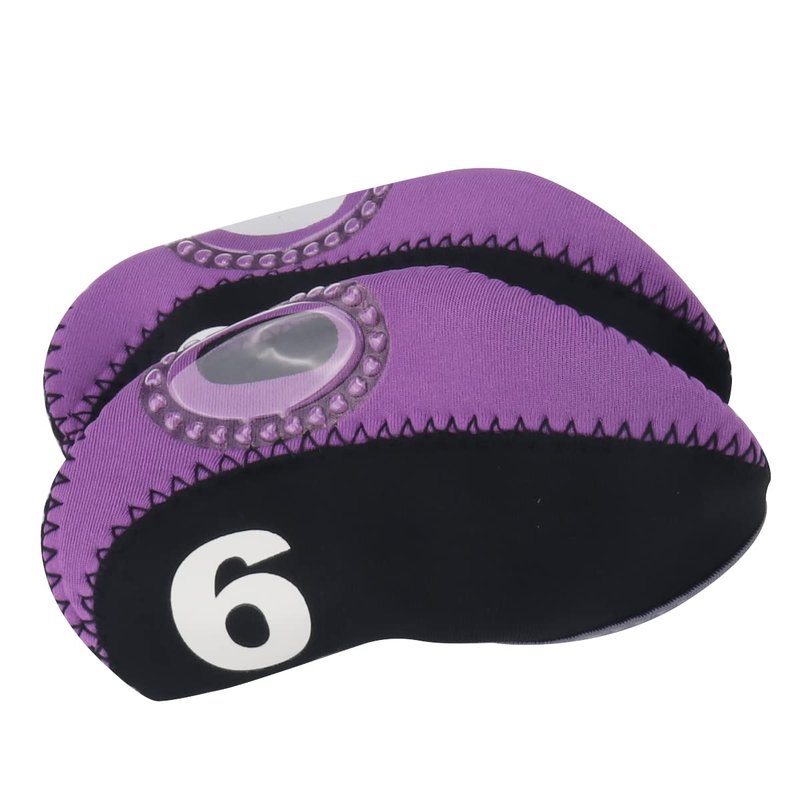 Seacloud 10Pcs Neoprene Golf Club Iron Head Covers Set, Purple/Black