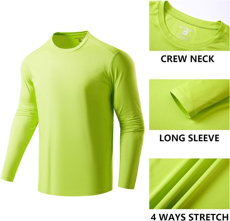 Men’s Long Sleeve T-Shirts - UPF 50+ Sun Protection, Quick-Dry Workout | 1 Pack/6 Pack Options