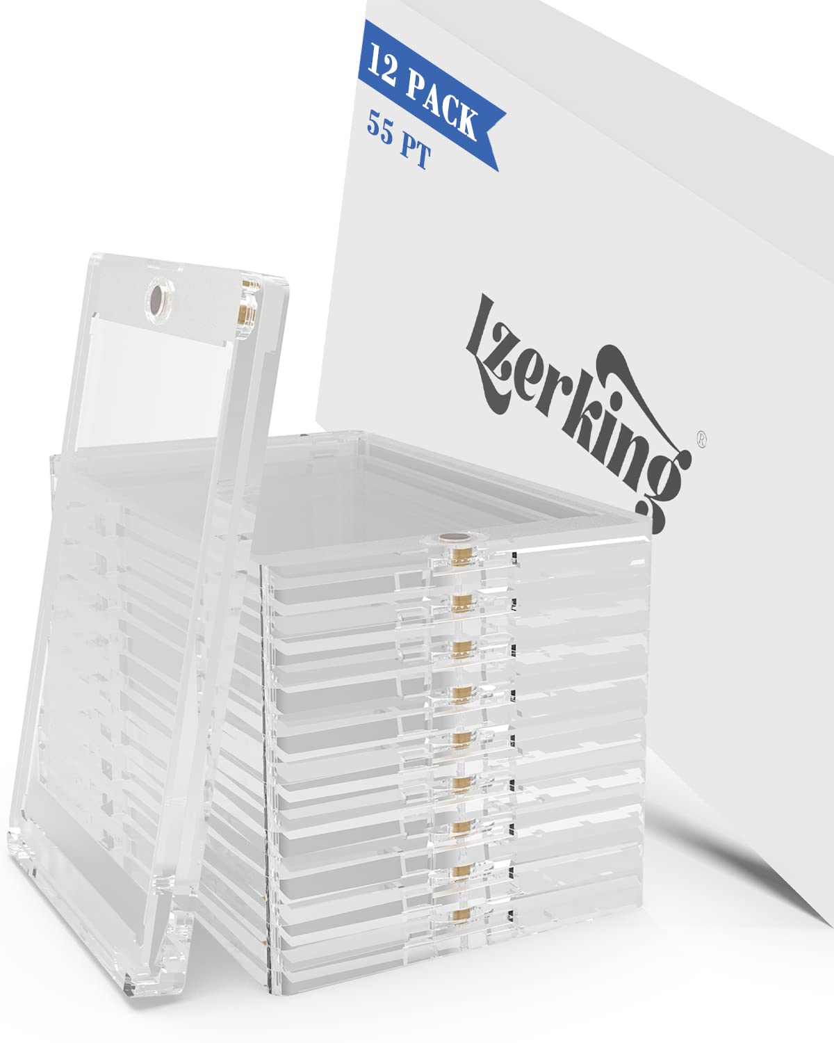 Lzerking Magnetic Card Holders 12 Pack, 180PT One Touch Card Holder for Trading Card, Baseball Card, Sports Card